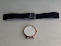 10 X BRAND NEW KANSKE STAINLESS STEEL WATCH IN COLOUR ROSE GOLD WITH 10 BLACK RUBBER STRAPS (NOTE NO STRAP SPRING BARS )
