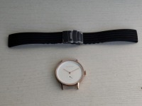 10 X BRAND NEW KANSKE STAINLESS STEEL WATCH IN COLOUR ROSE GOLD WITH 10 BLACK RUBBER STRAPS (NOTE NO STRAP SPRING BARS )