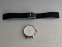 10 X BRAND NEW KANSKE STAINLESS STEEL WATCH IN COLOUR ROSE GOLD WITH 10 BLACK RUBBER STRAPS (NOTE NO STRAP SPRING BARS )