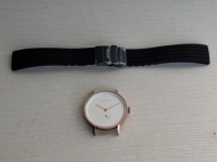 10 X BRAND NEW KANSKE STAINLESS STEEL WATCH IN COLOUR ROSE GOLD WITH 10 BLACK RUBBER STRAPS (NOTE NO STRAP SPRING BARS )