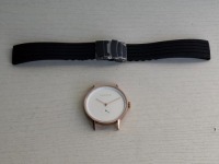 10 X BRAND NEW KANSKE STAINLESS STEEL WATCH IN COLOUR ROSE GOLD WITH 10 BLACK RUBBER STRAPS (NOTE NO STRAP SPRING BARS )