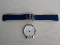 10 X BRAND NEW KANSKE STAINLESS STEEL WATCH IN COLOUR SILVER WITH 10 NAVY BLUE RUBBER STRAPS (NOTE NO STRAP SPRING BARS )
