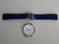 10 X BRAND NEW KANSKE STAINLESS STEEL WATCH IN COLOUR SILVER WITH 10 NAVY BLUE RUBBER STRAPS (NOTE NO STRAP SPRING BARS )