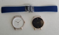 10 X BRAND NEW KANSKE STAINLESS STEEL WATCH IN 2 COLOURS 7 IN SILVER AND 3 IN ROSE GOLD WITH 10 BLUE RUBBER STRAPS (NOTE NO STRAP SPRING BARS )