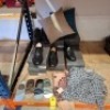 20 X BRAND NEW MIXED DAN JOHN BRANDED LOT CONTAINING THIN FLORAL SCARFS , 4 PAIRS OF SOCKS , 10 VARIOUS DAN JOHNS SHOES IE BLACK LACE UP SHOES IN SIZE 45 , BLACK DOUBLE BUCKLE SHOE IN SIZE 44 , BLACK COLLEGE LOAFERS IN SIZE 46 ETC ON HALF A BAY