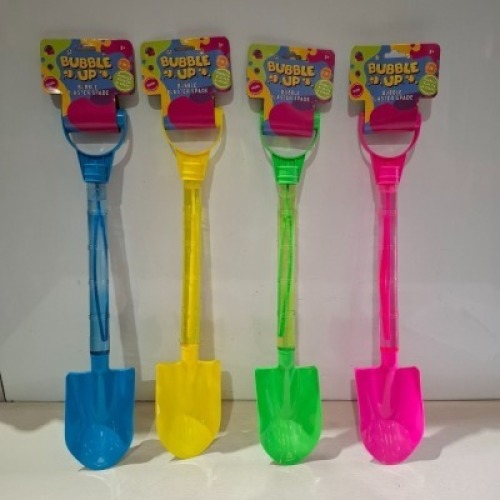 144 X BRAND NEW 3 IN 1 BUBBLE BLASTER SPADE IN ASSORTED COLOURS IN 12 BOXES