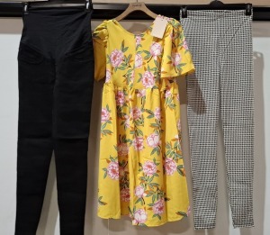 20 X BRAND NEW MIXED MAMALICIOUS CLOTHING LOT TO INCLUDE GINNIEA PANTS - JEANNE LEGGINGS - FLOWER DRESSES - MESH MAXI DRESS ETC ALL IN VARIOUS SIZES