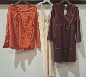 20 X BRAND NEW MIXED MAMALICIOUS CLOTHING LOT TO INCLUDE MIDI TANK DRESS - ACTIVE BRA - ACTIVE TIGHTS - WOVEN TOPS - JUNE TOPS ETC ALL IN VARIOUS SIZES