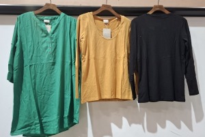 20 X BRAND NEW MIXED MAMALICIOUS CLOTHING LOT TO INCLUDE NAVY PANTS - WOVEN TOPS - MUSTARD TOPS - RIB TOPS ETC ALL IN VARIOUS SIZES