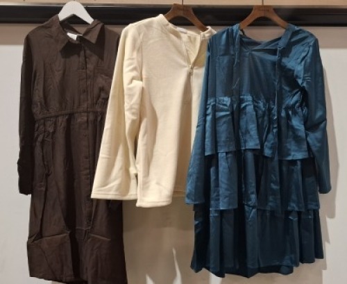 20 X BRAND NEW MIXED MAMALICIOUS CLOTHING LOT TO INCLUDE TEEL DRESS - MESH MAXI DRESS - SHIRT DRESS - ZIPPED FLEECE ETC ALL IN VARIOUS SIZES
