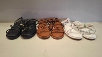 40 X BRAND NEW MIXED SHOE LOT TO INCLUDE PADDED TIE UP SANDALS - PADDED FLIP FLOP SANDALS - TWISTED TOE POST FLAT SANDALS - ROPE SANDALS ETC IN VARIOUS SIZES