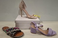 30 X BRAND NEW NUDE HIGH HEELS - MULTI COLOURED FLIP FLOPS - PURPLE HEELED SHOES - ALL IN VARIOUS SIZES