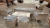 1 X BRAND NEW STUDIO 6 PC LOUNGER SET WITH 1X 3 SEATER BENCH 2X CHAIRS 2X STOOLS 1 X TABLE