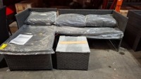 1 X BRAND NEW STUDIO KAUAI CORNER CHAISE BLACK/GREY RATTAN SET
