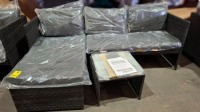 1 X BRAND NEW STUDIO KAUAI CORNER CHAISE BLACK/GREY RATTAN SET