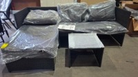 1 X BRAND NEW STUDIO KAUAI CORNER CHAISE BLACK/GREY RATTAN SET