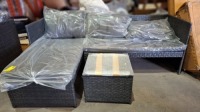 1 X BRAND NEW STUDIO KAUAI CORNER CHAISE BLACK/GREY RATTAN SET