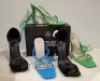 30 X BRAND NEW PAIRS OF MIXED MISSGUIDED SHOES CONTAINING SQUARE TOE PATENT HEELED SANDAL IN BLACK , STRAPPY RING DETAIL HEELED SANDAL IN GREEN AND BLUE ETC ALL IN SIZE 5