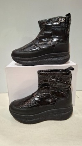 24 X BRAND NEW KIDS ANKLE WINTER BOOTS IN BLACK ALL IN SIZE 4 IN 2 BOXES