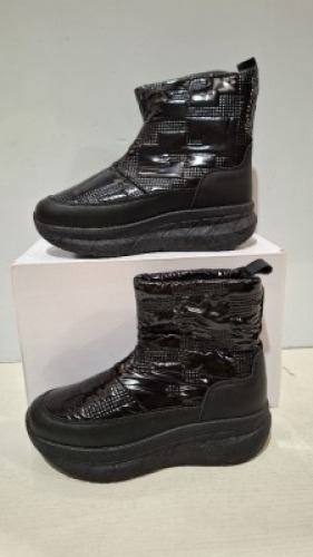24 X BRAND NEW KIDS ANKLE WINTER BOOTS IN BLACK CONTAINING 12X IN SIZE 6 AND 12X IN SIZE 7 IN 2 BOXES