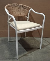 6 X BRAND NEW OUTDOOR CHAIRS IN BROWN AND WHITE IN SIZE D58XH82XL57CM