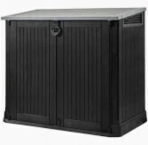 1 X KETER STORE IT AWAY SHED IN BLACK (NOTE - CUSTOMER RETURNS VISABLE DAMAGE)