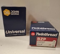21 X BRAND NEW JOHN GEORGE UNIVERSAL ZINC AND YELLOW PASSIVATED SINGLE THREAD SCREWS - 5.0 X 100MM - 100 SCREWS PER BOX