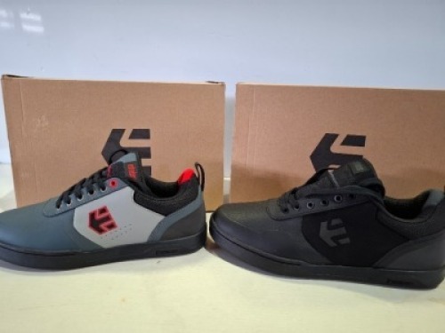 2 X BRAND NEW ETNIES CULVERT MTB SHOES 1 X IN BLACK SIZE UK 8 , 1 X IN DARK GREY / RED IN SIZE UK 7 - RRP EACH IS &pound;156 - TOTAL RRP FOR LOT IS &pound;312