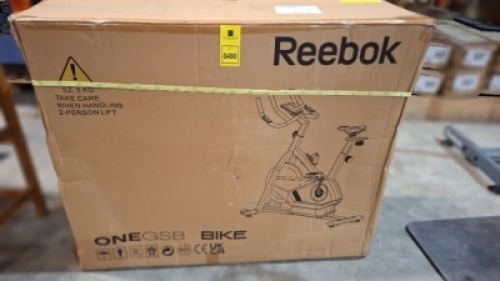 1 X BRAND NEW REEBOK GSB INDOOR EXERCISE BIKE IN BLACK AND BLUE (NOTE FACTORY SEALED)