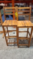 2 X TEAK OUTDOOR/INDOOR BAR STOOLS IN BROWN