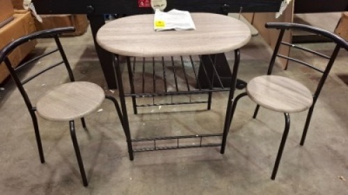 1 X COMPACT DINING SET TO INCLUDE 2 CHAIRS IN SIZE W47 X D74 X H74CM AND 1 TABLE IN SIZE W80 X D53 X H74CM