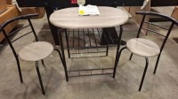 1 X COMPACT DINING SET TO INCLUDE 2 CHAIRS IN SIZE W47 X D74 X H74CM AND 1 TABLE IN SIZE W80 X D53 X H74CM