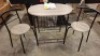 1 X COMPACT DINING SET TO INCLUDE 2 CHAIRS IN SIZE W47 X D74 X H74CM AND 1 TABLE IN SIZE W80 X D53 X H74CM
