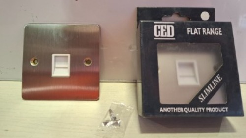 132 X BRAND NEW FLAT PLATE TELEPHONE SOCKET IN CHROME IN 2 BOXES
