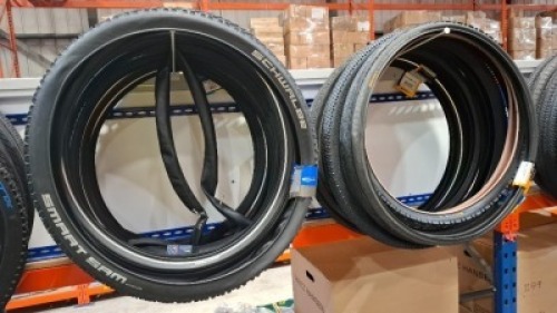 20 X BRAND BICYCLE TIRESLOT CONTAINING SCHAWBLE SMART SAM 28X2X60 , CONTINENTAL SPORT CONTACT 700X28C , KENDA TYRE 27.5X1.75 , KSHIELD 28X1.95 ETC