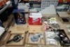 HALF A BAY OF MIXED BIKE PARTS / ACCESSORIES LOT CONTAINING SRAM SX EAGLE CRANKSET , AEROZINE X - ONE X1 SINGLE MTB CRANKSET , MAGURA MDR - P DISC ROTOR 6 HOLE , X12 SLIVER / BLACK 126 L CHAIN ETC