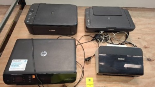 4 X MIXED IT LOT TO INCLUDE HP ENVY4507 PHOTOCOPIER - 2X CANON PHOTOCOPIERS - 1X BROTHER SCANNER