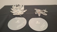 2 X PIECE SWAROVSKI GLASS FIGURINES LOT CONTAINING 1 X AEROPLANE - RRP &pound; 95 , 1 X CANDLEHOLDER SMALL - RRP &pound;125 - COLLECTOR'S ITEMS - TOTAL RRP &pound;220 - (NOTE COMES FROM PRIVATE COLLECTOR / VIEWING IS ADVISED / NO LID FOR BOX CANDLEHOLDER)