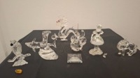 6 X PIECE SWAROVSKI GLASS FIGURINES DAMAGED LOT CONTAINING 1 X 1997 ANNUAL EDITION DRAGON - MISSING PART OF TAIL , 1 X DOLPHIN ON WAVE BROKEN , 1 X LITTLE RED RIDING HOOD - BROKEN ARM , 1 X WOLF - BROKEN LEG , 1 X COCKATOO BROKEN HEAD PIECE , 1 X MOUSE