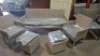 5 PC BRAND NEW GARDEN SET TO INCLUDE 3 - SEATER SOFA , 2 CHAIRS AND 2 FOOTSTOOLS IN LIGHT GREY (PRE BUILT )