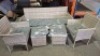 5 PC BRAND NEW GARDEN SET TO INCLUDE 3 - SEATER SOFA , 2 CHAIRS AND 2 FOOTSTOOLS IN LIGHT GREY (PRE BUILT )