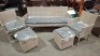 5 PC BRAND NEW GARDEN SET TO INCLUDE 3 - SEATER SOFA , 2 CHAIRS AND 2 FOOTSTOOLS IN LIGHT GREY (PRE BUILT )