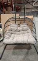 1 X BRAND NEW DARK GREY RATTAN HANGING EGG CHAIR (PRE - BUILT )
