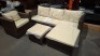 1 X STUDIO BALI CORNER RATTAN GARDEN SET TO INCLUDE 3 -SEATER SOFA , TABLE , ARMCHAIR IN BROWN WITH CREAM CUSHION ( PRE BUILT )