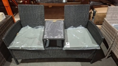 1 X STUDIO FIJI TETE A TETE LOVE SEAT IN BLACK / GREY IN SIZE 142 X 62 X 88 CM ( PRE BUILT )