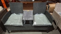 1 X STUDIO FIJI TETE A TETE LOVE SEAT IN BLACK / GREY IN SIZE 142 X 62 X 88 CM ( PRE BUILT )
