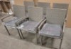 6 X BRAND NEW SET OF GARDEN CHAIRS IN GREY WITH SEAT CUSHIONS ( PRE - BUILT )