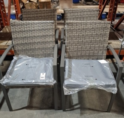 4 X BRAND NEW TUSCANY RATTAN GARDEN CHAIRS IN GREY (PRE BUILT )
