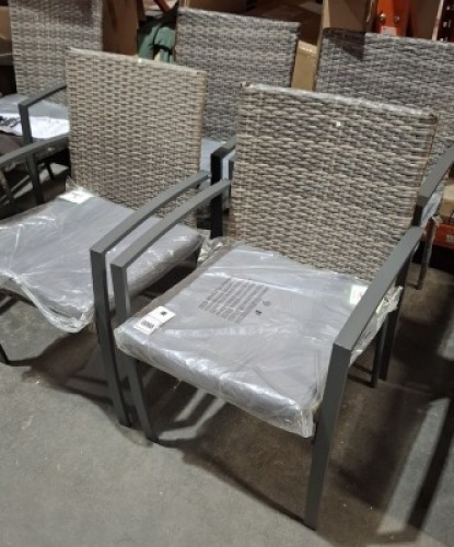 4 X BRAND NEW TUSCANY RATTAN GARDEN CHAIRS IN GREY (PRE BUILT )
