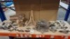 50 X MIXED LOT CONTAINING VARIOUS BRASS CABINET DOOR / DRAWER HANDLES AND FOLDING WOODEN PICTURE FRAMES OVER ONE SHELF